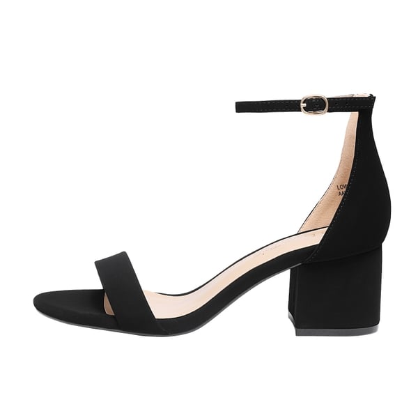 Chunky Low Heel Pump Sandals - BLACK NUBUCK - 1
